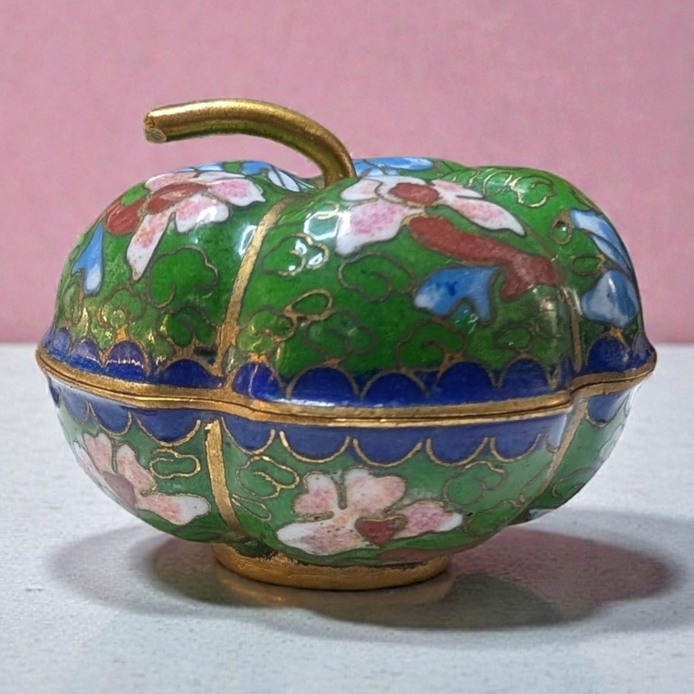 Antique Chinese Cloisonné Floral Trinket Box